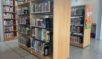 Bookshelves at the John Muir Branch of the Windsor Public Library, September 15, 2025. (Photo by Maureen Revait) 