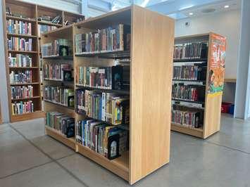Bookshelves at the John Muir Branch of the Windsor Public Library, September 15, 2025. (Photo by Maureen Revait) 