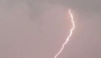 Lightning strikes Sarnia, September 5, 2014. (Photo courtesy of Richard Lacroix)
