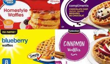 Some of the waffle brands being recalled due to concerns of Listeria contamination. Photos provided by TreeHouse Foods.