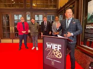 Stan Cho, Minister of Tourism, Culture and Gaming, announces grants to support the Windsor International Film Festival, October 25, 2024. (Photo by Maureen Revait) 