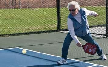 A woman playing pickleball. January 24, 2017. (Photo by Ron B from flickr)