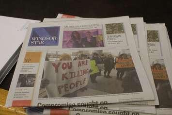 Stacks of the Windsor Star, January 31, 2023. (Photo by Maureen Revait) 