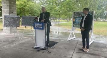 Windsor Mayor Drew Dilkens and Ward 2 Counillor Fabio Costante announce construction for Prince Road Storm Sewer Project, September 24, 2024. (Photo by Maureen Revait)
