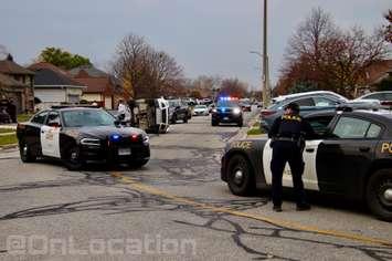 OPP officers on scene of a crash in Tecumseh on November 24, 2024. Photo courtesy Unofficial: On Location/Facebook.