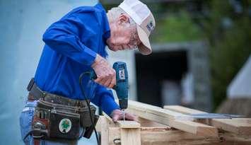 Former U.S. President Jimmy Carter at the 31st Jimmy and Rosalynn Carter Work Project in Dallas, Texas.  Courtesy of Habitat for Humanity International/Ezra Millstein.