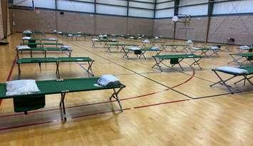 The Const. John Atkinson Memorial Community Centre gym is set up as a temporary shelter on November 22, 2022. Photo provided by City of Windsor.
