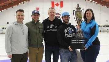 Mark Bice, Codey Maus, Jonathan Doan, Drew Davey and Kathy Porter of Imperial Oil. January 2024. (Photo courtesy of Imperial Sarnia Site via Facebook)