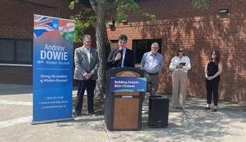 MPP Andrew Dowie announces funding for programming supporting seniors in Windsor-Essex, June 26, 2025. (Photo by Maureen Revait) 