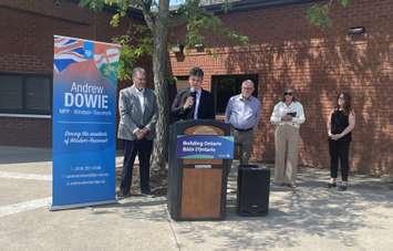 MPP Andrew Dowie announces funding for programming supporting seniors in Windsor-Essex, June 26, 2025. (Photo by Maureen Revait) 