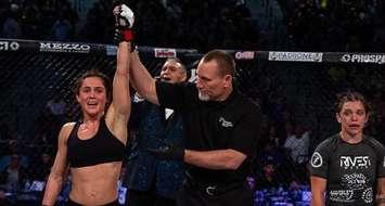 Randi Field after her first professional MMA win, June 15 2019.   (Photo courtesy of Randi Field.