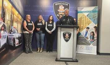 Windsor Police Chief Jason Bellaire announces new IPV response pilot project, September 26, 2024. (Photo by Maureen Revait) 