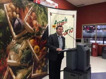 Highbury VP John Krueger speaks at the Leamington Kinsmen Recreation Complex as part of the Southwestern Ontario Horticultural Expo on November 18, 2014. (Photo by Ricardo Veneza)