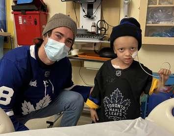 Matteo with Toronto Maple Leafs defenseman TJ Brodie (Image courtesy of Bianca Alves)