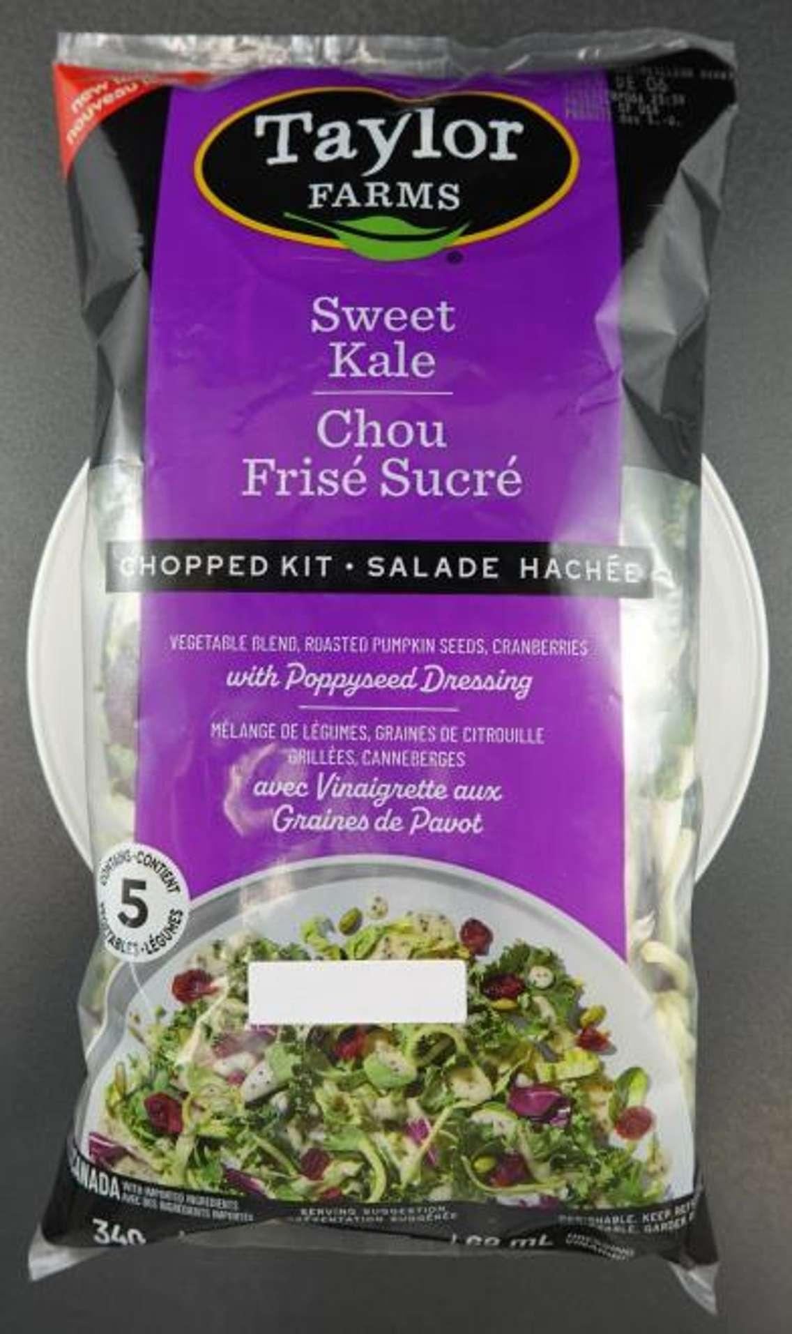 Taylor Farms - Sweet Kale Chopped kit (Image from the Canadian Food Inspection Agency)