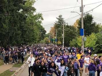 Partiers on Broughdale Avenue. (File photo by Blair Henatysen, Blackburn Media)