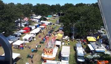 The Tecumseh Corn Festival is seen from atop the Ferris Wheel at Lacasse Park, August 25, 2019. Photo by Mark Brown/Blackburn News.