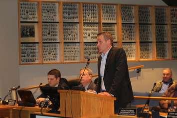 Tomo Matesic speaking to council about the CTI program. March 20, 2017. (Photo by Natalia Vega)