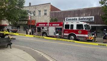 Windsor Fire and Rescue crews at the scene of a fire on Ottawa Street, July 17, 2025. (Photo by Maureen Revait) 