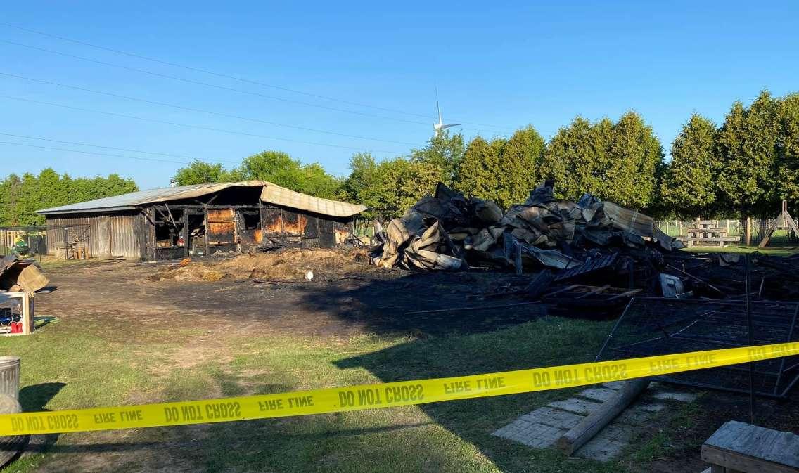 Fire at Charlotte's Freedom Farm. July 2, 2020. (Photo courtesy of Charlotte's Freedom Farm via Facebook).