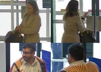 Surveillance camera images of two fraud suspects are shown on September 17, 2024. Images courtesy Windsor Police Service/X.