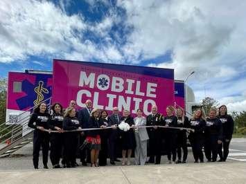 Ontario Health Minister Sylvia Jones (middle) meets with members of the Windsor-Essex Ontario Health Team to  to cut the ribbon on a multi-purpose medical vehicle dubbed the Medical. Mobile. Support (M.M.S.) truck. September 26, 2022. (Photo via CountyOfEssex.ca)