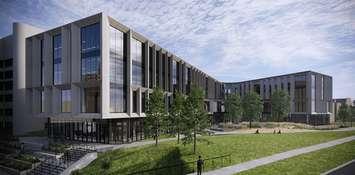 Architect's rendering of the Ronald D. Schmeichel Entrepreneurship Centre at Western University. Image courtesy of Western University. 