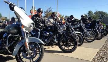 Motorcycle riders parked outside Leamington town hall. September 22, 2015 (Photo by Kevin Black)
