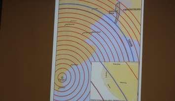 A map indicating the proximity of Amherstburg to the Enrico Fermi II nuclear power plant in Michigan. (Photo by Ricardo Veneza)