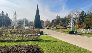 Set up for Bright Lights Windsor underway in Jackson Park, November 18, 2024. (Photo by Maureen Revait) 