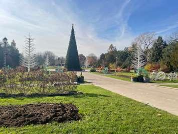 Set up for Bright Lights Windsor underway in Jackson Park, November 18, 2024. (Photo by Maureen Revait) 