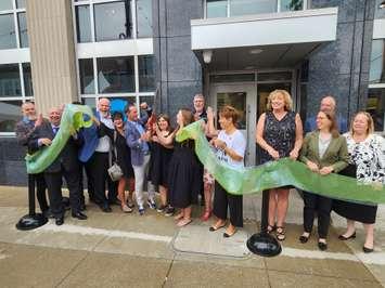 The ribbon is officially cut on the YWHO site in downtown Sarnia (Sarnia News Today photo by Josh Boyce)