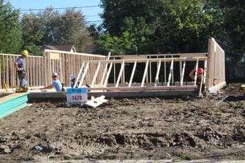 Volunteers help to build homes in Ford City with Habitat for Humanity, September 24, 2021. (Photo by Maureen Revait)