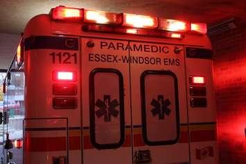 Ambulance backing into the Emergency Department at Windsor Regional Hospital- Met Campus. (Photo by Maureen Revait) 