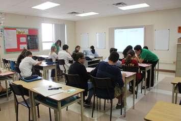 Students in a Grade 9 math class at St. Thomas of Villanova High School, September 20, 2017. (Photo by Maureen Revait) 
