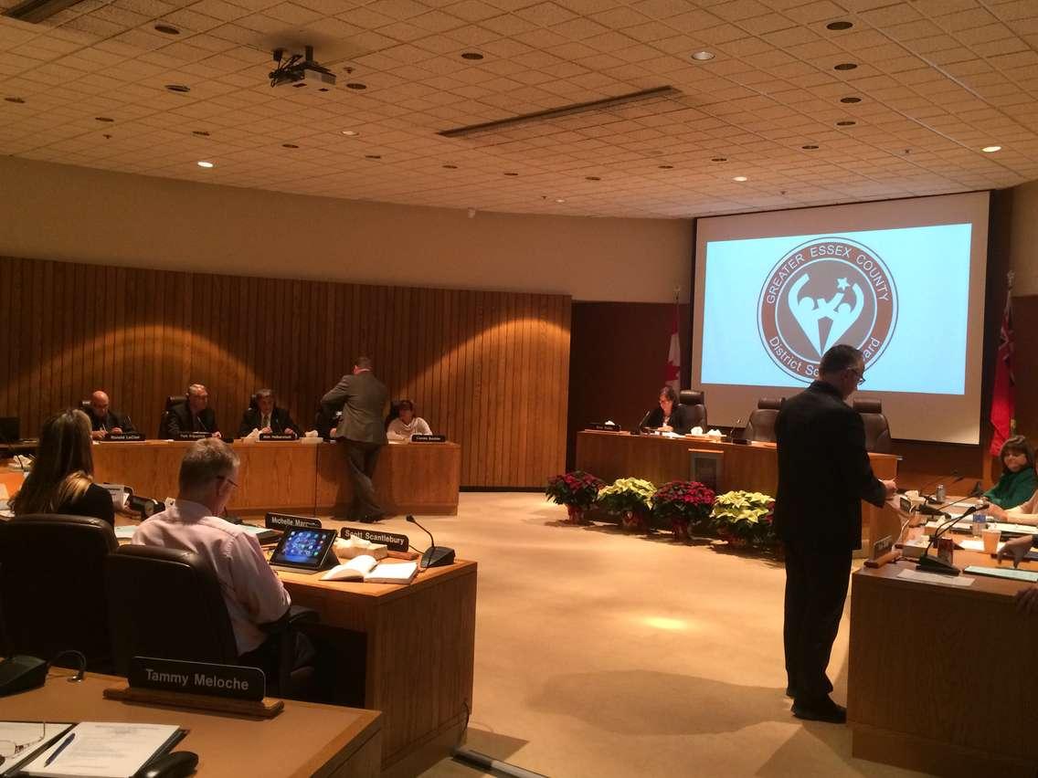 Ballots are handed out at the GECDSB organization meeting on December 2, 2014 as trustees vote for a new chairperson and vice-chairperson. (Photo by Ricardo Veneza)