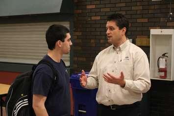 St. Clair College Industrial Mechanics students sit down with employers during a skilled trades job fair at the schools main campus, February 18, 2015. (Photo by Mike Vlasveld)