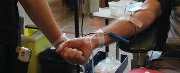 Blood being donated through a Canadian Blood Services clinic. (File photo by Greg Higgins, Blackburn Media)