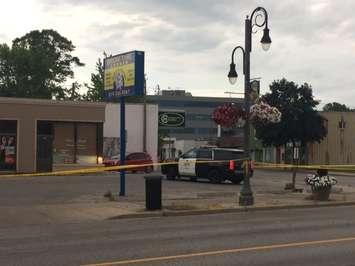 Essex County OPP tape off a crime scene on Talbot St. E. at Princess St., June 29, 2017. (Photo by Morgan Malewicz)