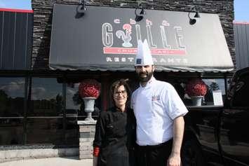 Fernanda Machado, left, and Brian Machado stand outside the Chatham Breakfast House. (Photo by Michael Hugall)