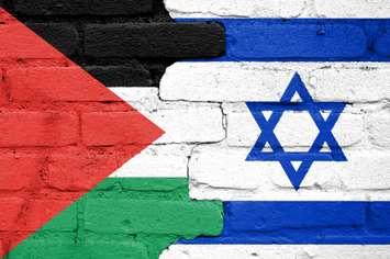 Palestinian and Israeli flags 