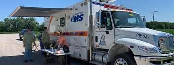 A Lambton EMS vehicle operating as a COVID-19 Mobile Testing Unit. July 2020. (Photo provided by Lambton Public Health)