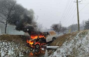 (Photo of the crash on County Road 31 in Kingsville on January 24, 2021 courtesy of the Ontario Provincial Police)