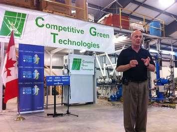 Conservative MP for Chatham-Kent-Essex, Dave Van Kesteren announces funding for bio-plastic manufacturing in Leamington, May 31, 2013.
