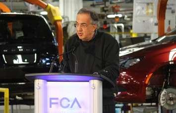 Sergio Marchionne at the launch of the 2017 Chrysler Pacifica, May 6, 2016. (Photo by Maureen Revait)