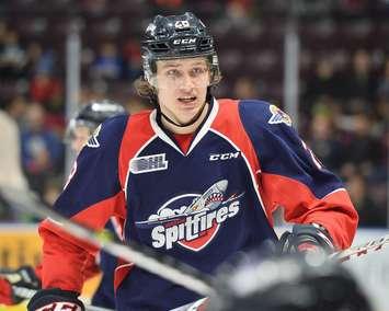 Curtis Douglas of the Windsor Spitfires. Photo courtesy of Terry Wilson via OHL Images)