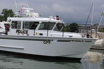 The "Chris D. Lewis" OPP marine vessel is brought into Leamington Marina for a naming ceremony on June 23, 2016. (Photo by Ricardo Veneza)
