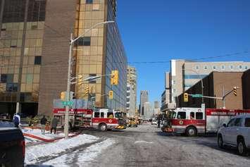 A fire at a high rise in downtown Windsor sent five people to hospital with smoke inhalation. Nov 12, 2019. (Photo by Paul Pedro)