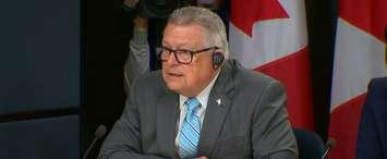 Ralph Goodale addresses members of the media during a news conference on marijuana legalization. October 17, 2018. (Photo courtesy of the Cable Public Affairs Channel via http://www.cpac.ca)