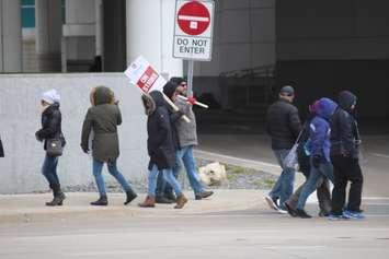 Caesars Windsor employees on the picket line, April 6, 2018. Photo by Mark Brown/Blackburn News.